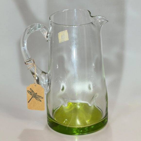 PartyLite Handmade Casa Glass Pitcher & Margarita Glass Set With Colorful Bases - Picture 4 of 16